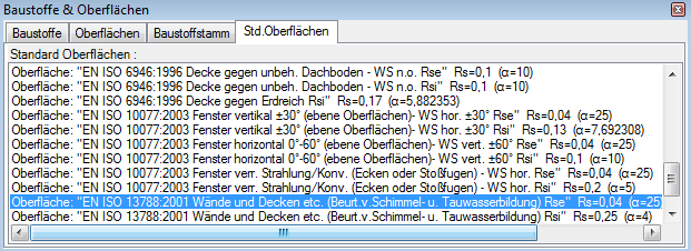 Normative Standardwerte Rsi und Rse der Wrmebergangswiderstnde