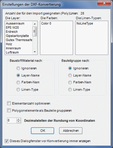 Abb. Dxf Import der Fundamentplatte – Import nach Layer-Name.